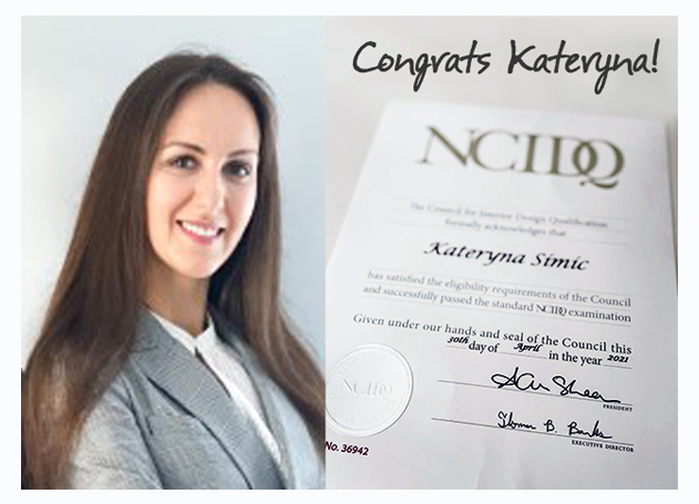 Jencen Shout Out to Kateryna on Her NCIDQ Certification
